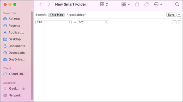 Save your searches using Smart folder on Mac