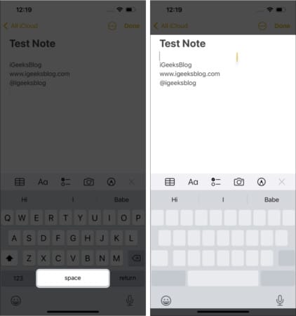 Turn the iPhone keyboard into a trackpad to select text