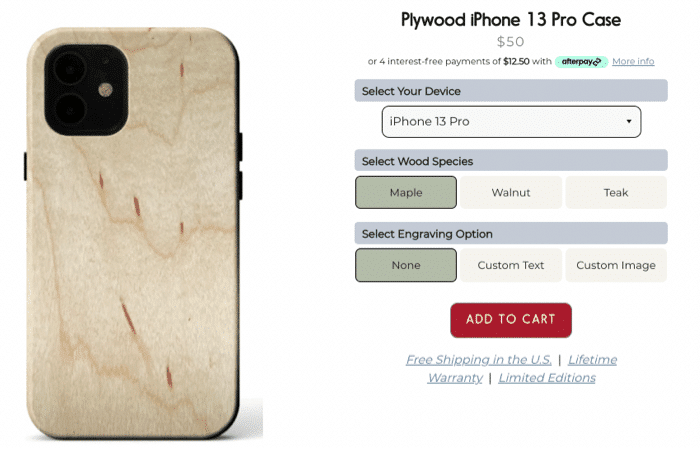 kerf iphone 13 plywood case options