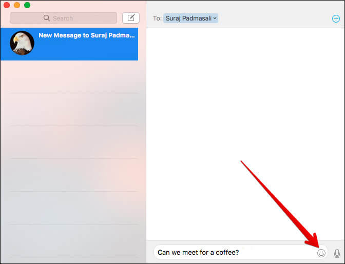 Click on Emoji button in Mac Messages App