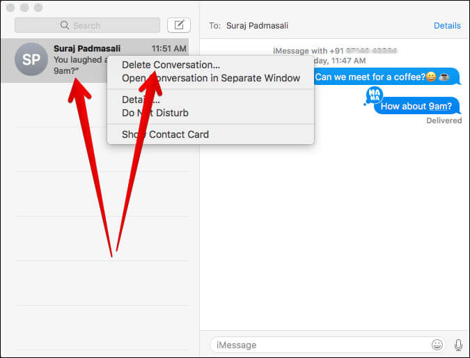 Delete an iMessage Conversation on Mac