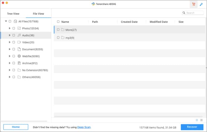 File filter in 4DDiG Mac data recovery