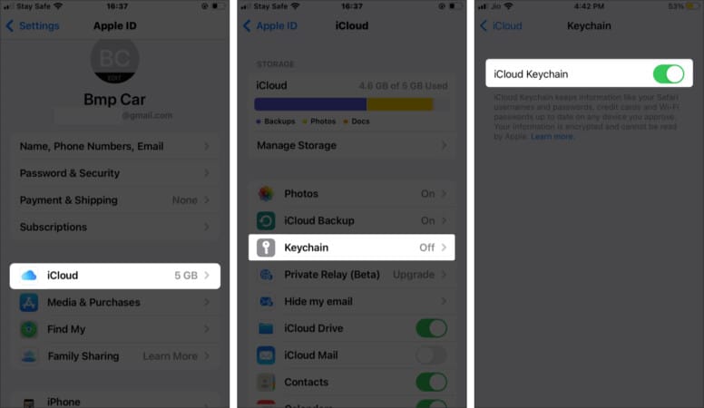 Manage passwords with iCloud Keychain