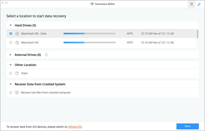 Open view of 4DDiG Mac data recovery too