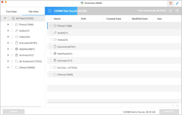 Scan file in 4DDiG Mac data recovery tool