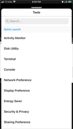 System manager in ME Remote Access Plus iOS app