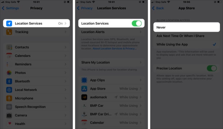 Turn off location tracking on iPhone