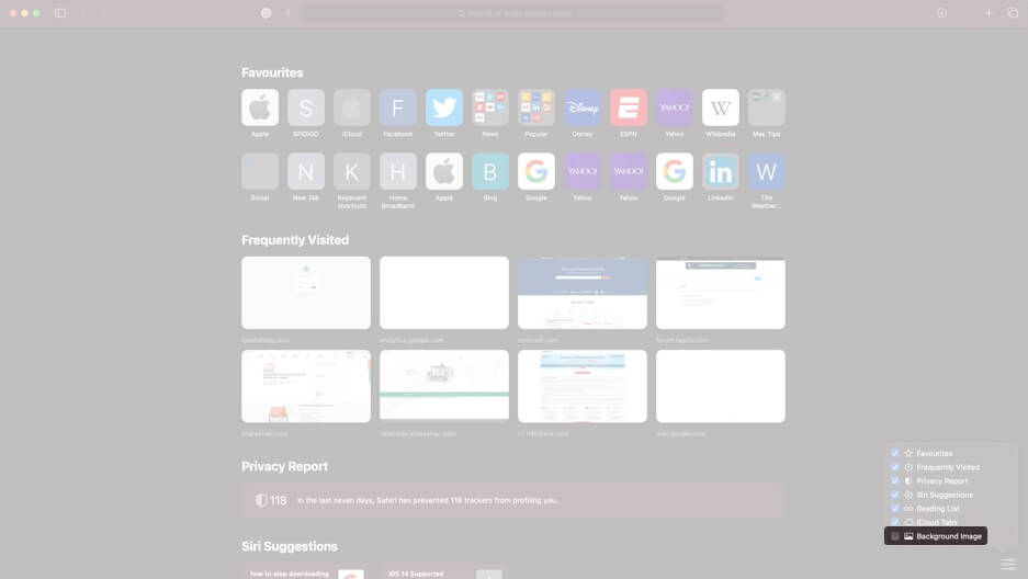 disable backbround from safari in macos big sur