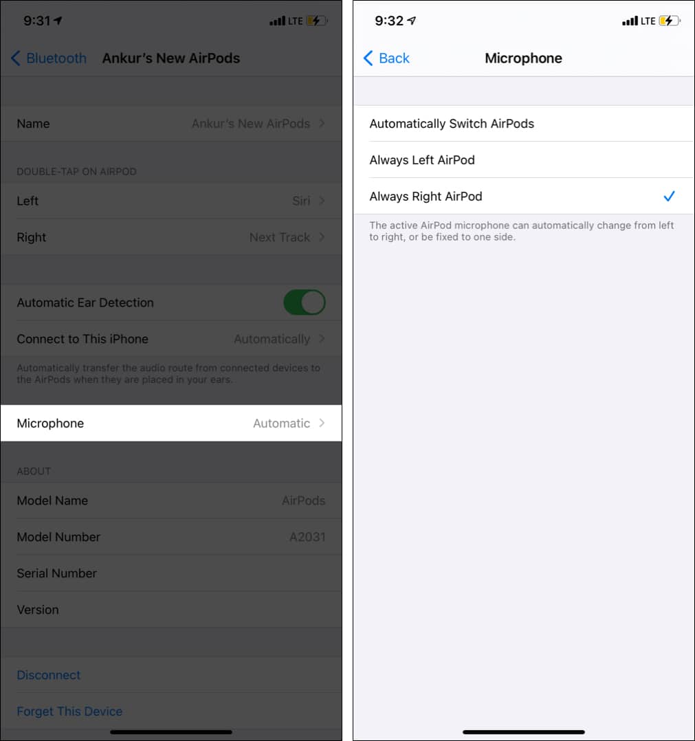 Choose between left or right AirPod microphone