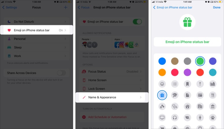How to change the Focus emoji on iPhone