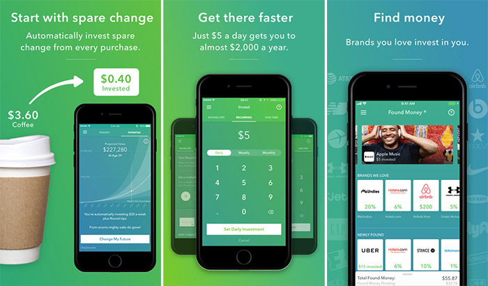 Acorns Personal Finance iPhone and iPad App Screenshot
