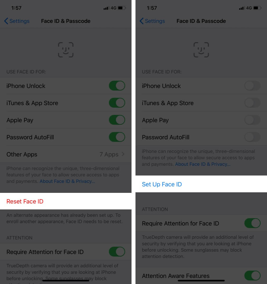 Reset Face ID and Then Tap on Set Up Face ID