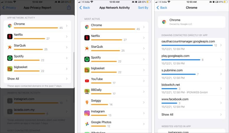 How to view App Privacy Report App Network Activity 