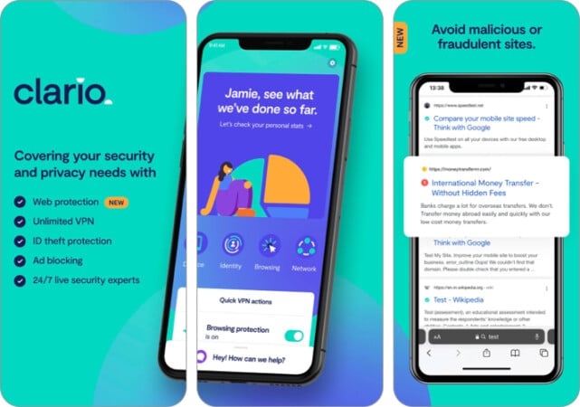 Clario Privacy & Security app for iPhone