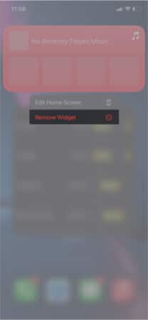 Remove the music widget on iPhone