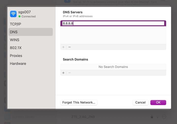 Type the new IP address in DNS settings