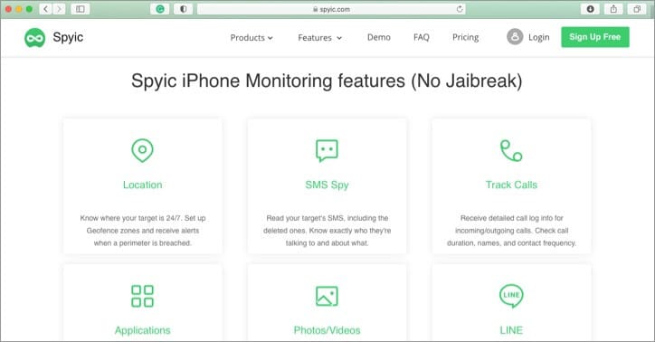 Spyic iPhone and iPad Parental Control App Screenshot