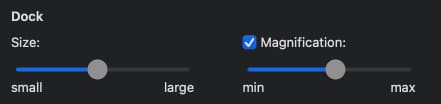 Size and Magnification on Mac Dock