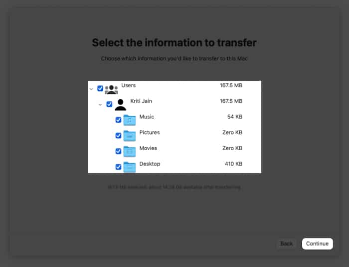 select the files you want to transfer on Mac