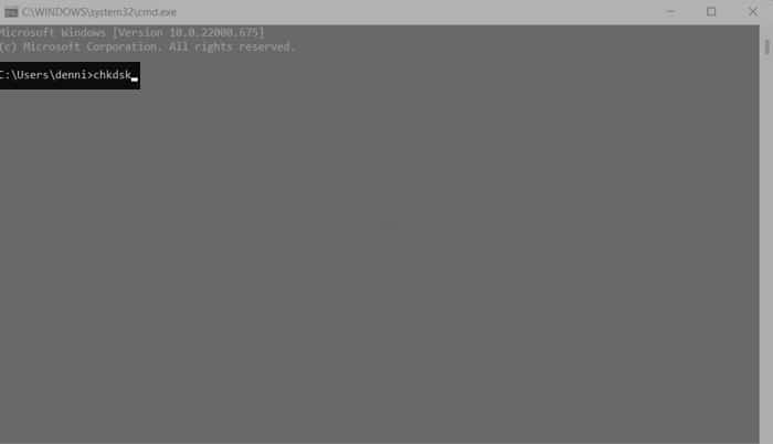 type the chkdsk code on the command prompt