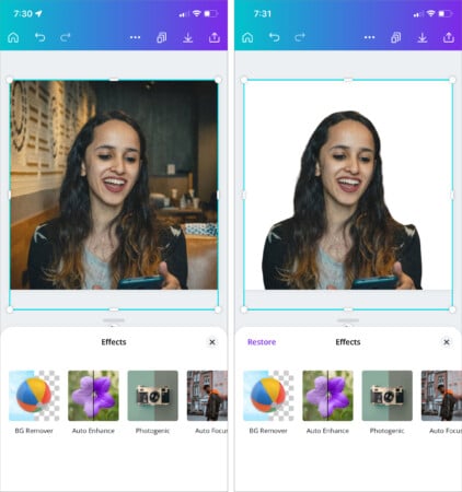 Canva background removal app for iPhone