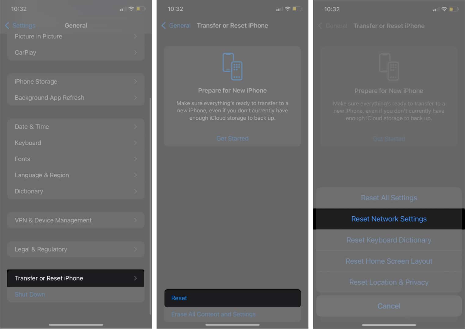 Reset Network setting on iPhone