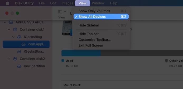 open view and show all devices