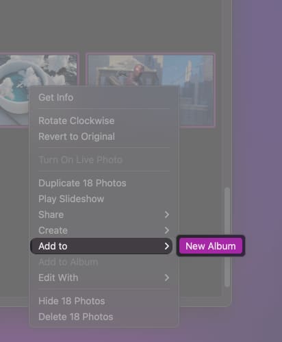 Create an album in Photos on Mac