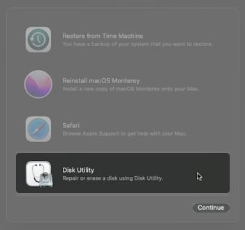 Restoring Mac from a Local Backup using Disk Utility from Startup Options on a Mac