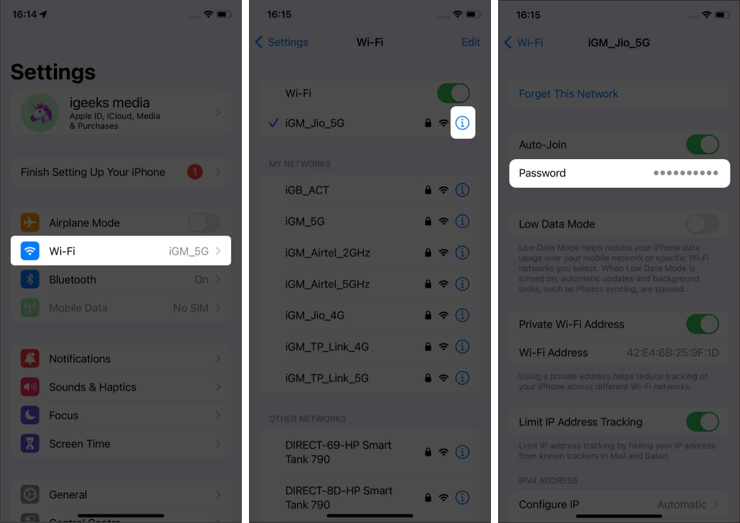 How to transfer Wi-Fi password directly from the Settings app in iOS 16