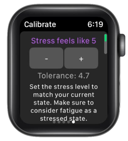 Stress threshold option in StressFace app on Apple Watch