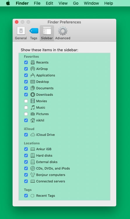From Mac Desktop Click Finder Preferences Sidebar and check External disks