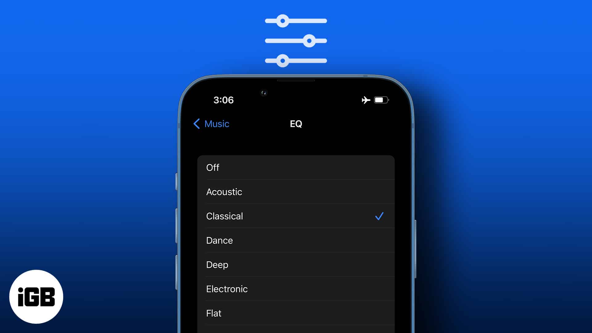 Adjust music equalizer on iphone