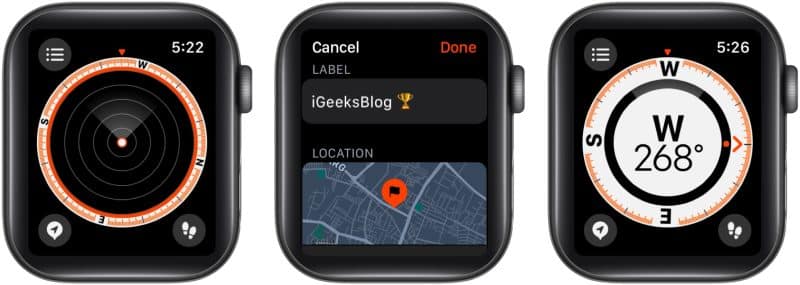 creating and viewing Waypoint on an Apple Watch