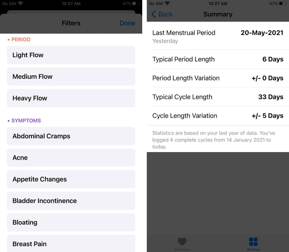 View history by setting filters on iPhone