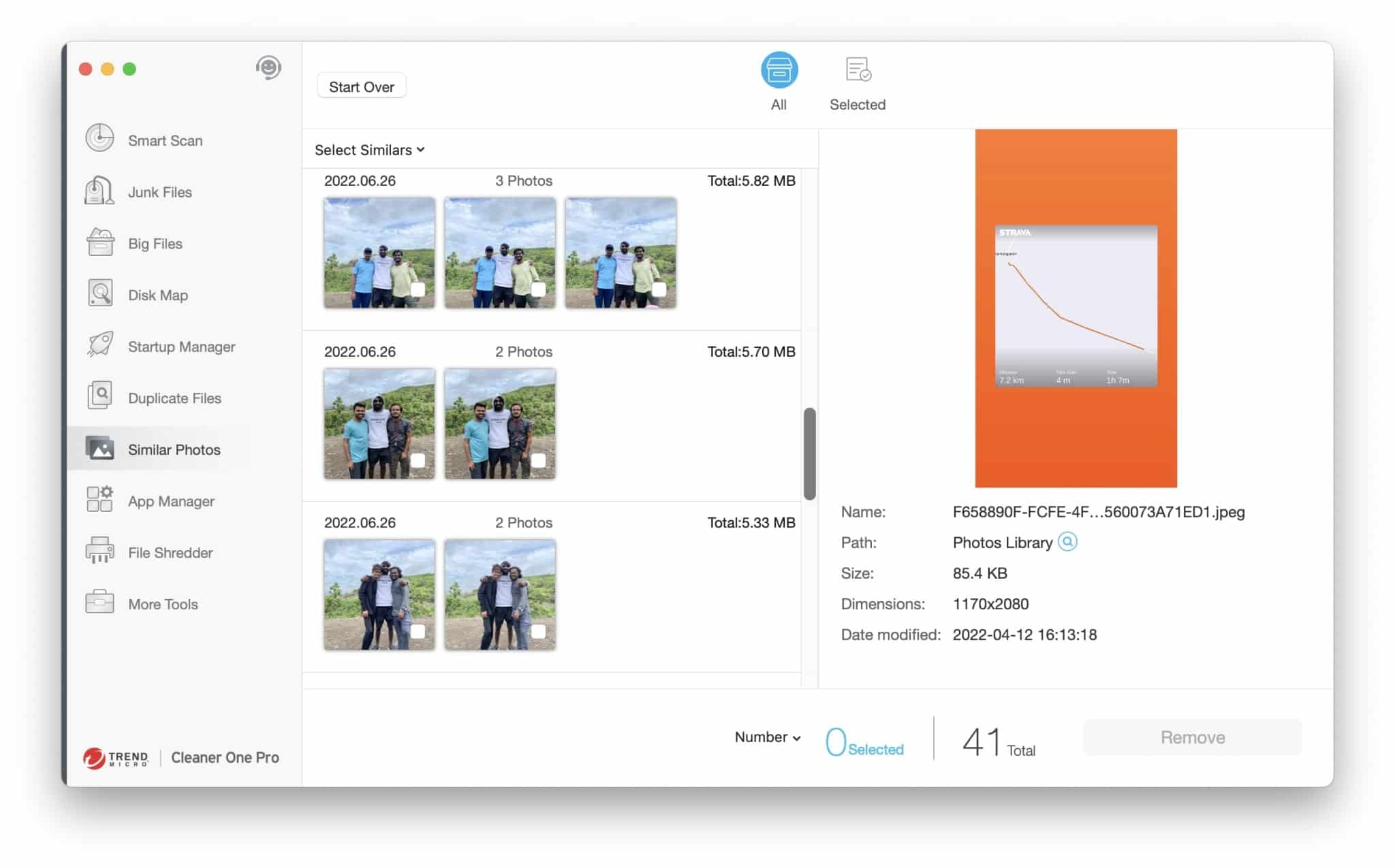 Finding Similar Photos with Cleaner One Pro on Mac