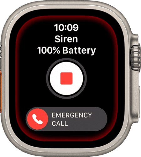 Stop Siren Button on Apple Watch Ultra Screen