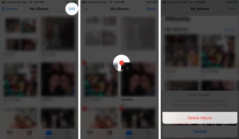 Delete Photo Album on iPhone