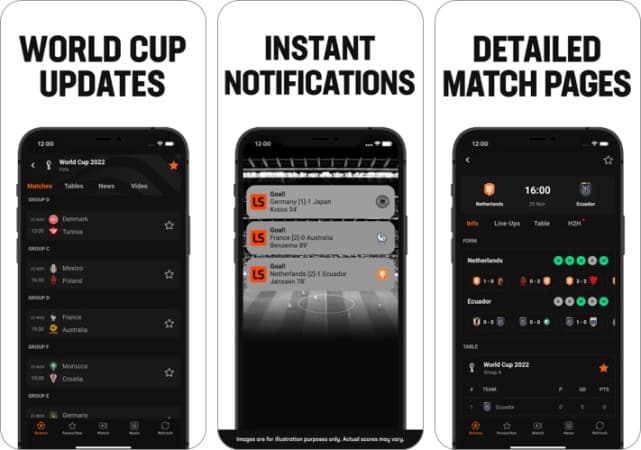 LiveScore football app for iPhone