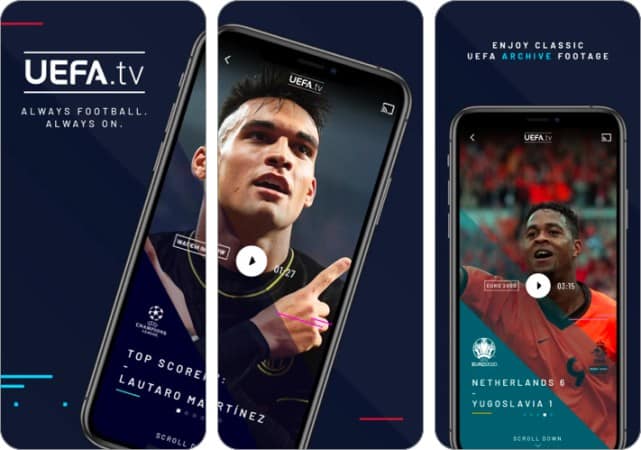 UEFA.tv football app for iPhone