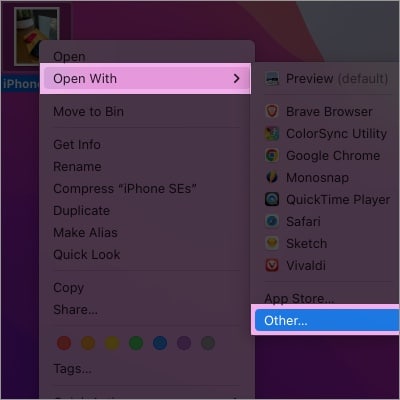 Change default app using Open With