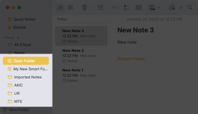 See each note in folder contain Smart Folder name as a tag on Mac