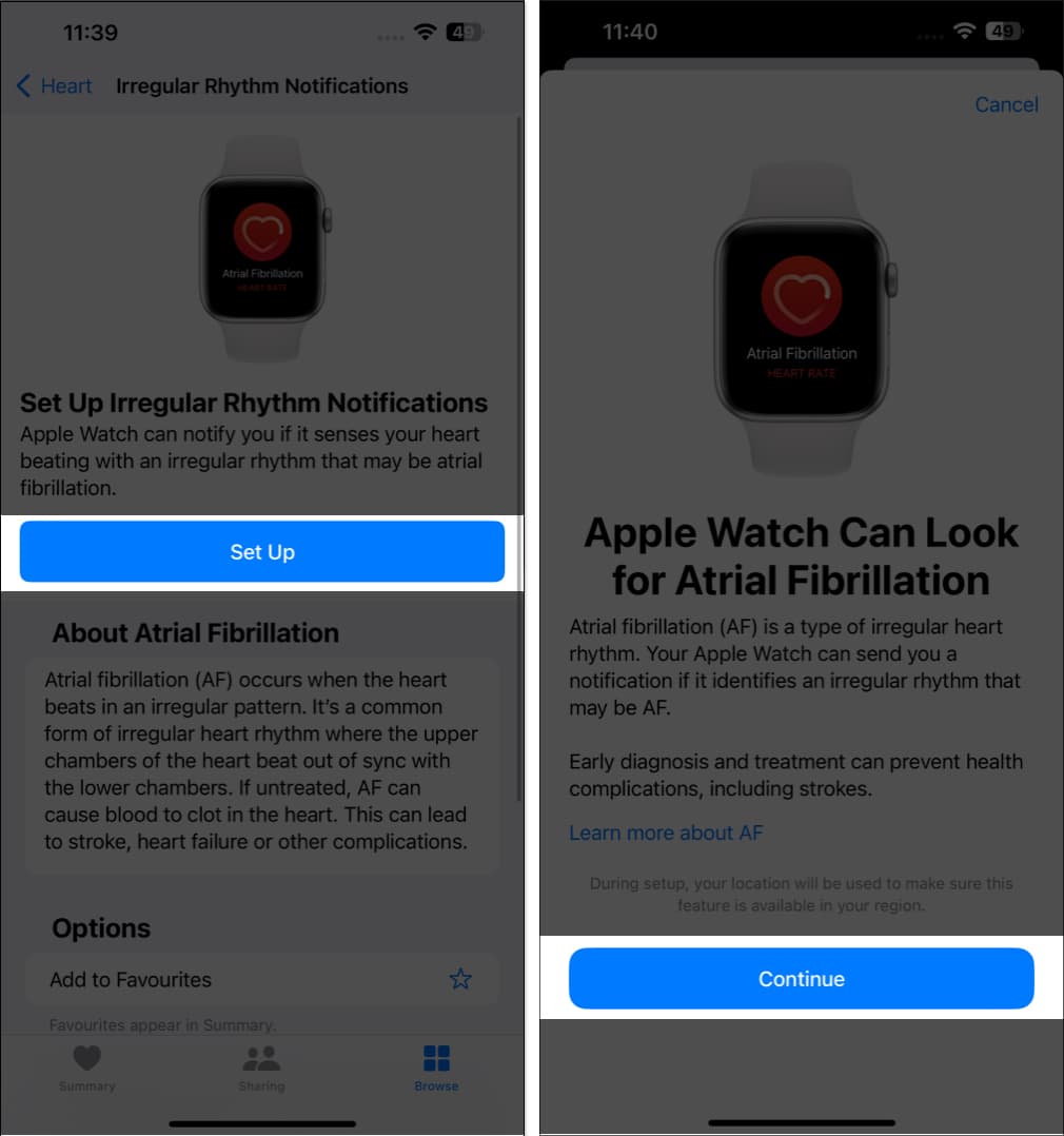 Set up irregular rhythm notifications on iPhone