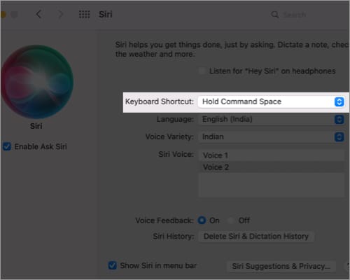 Tap Keyboard Shortcut, to choose your preferred shortcut