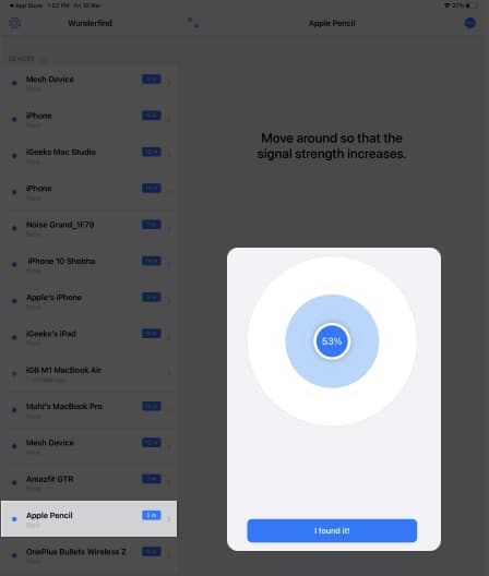 Find your lost Apple Pencil via Wunderfind iPad app