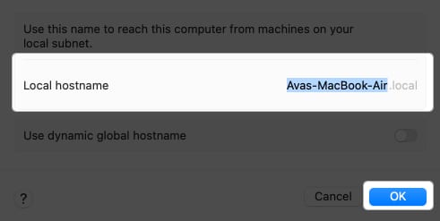 Change the local hostname on your MacBook