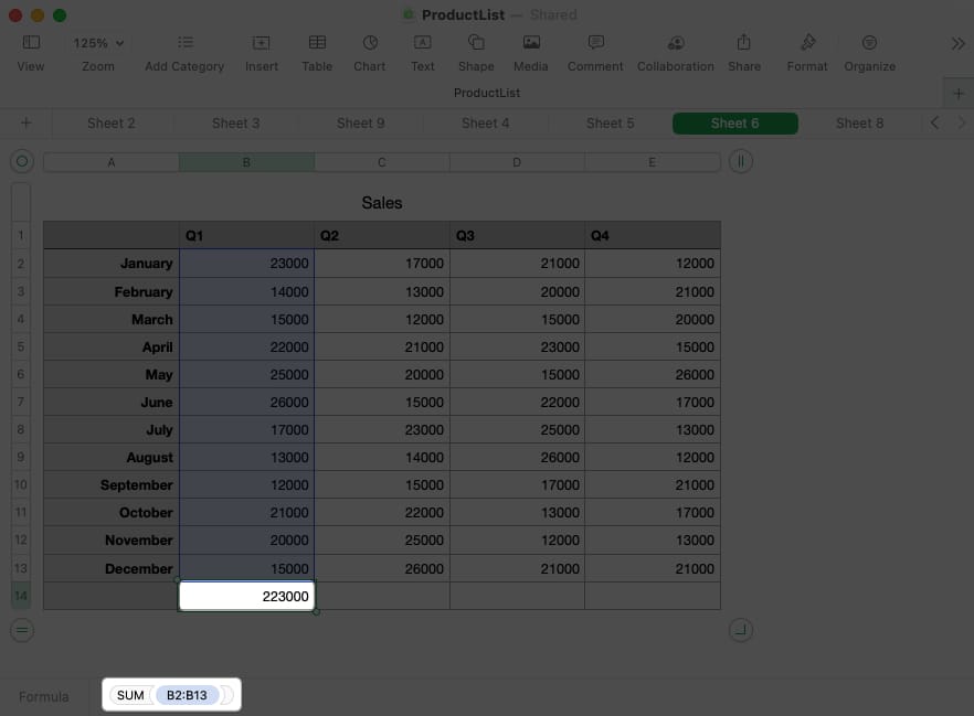 Monitor the formula of the cell in numbers