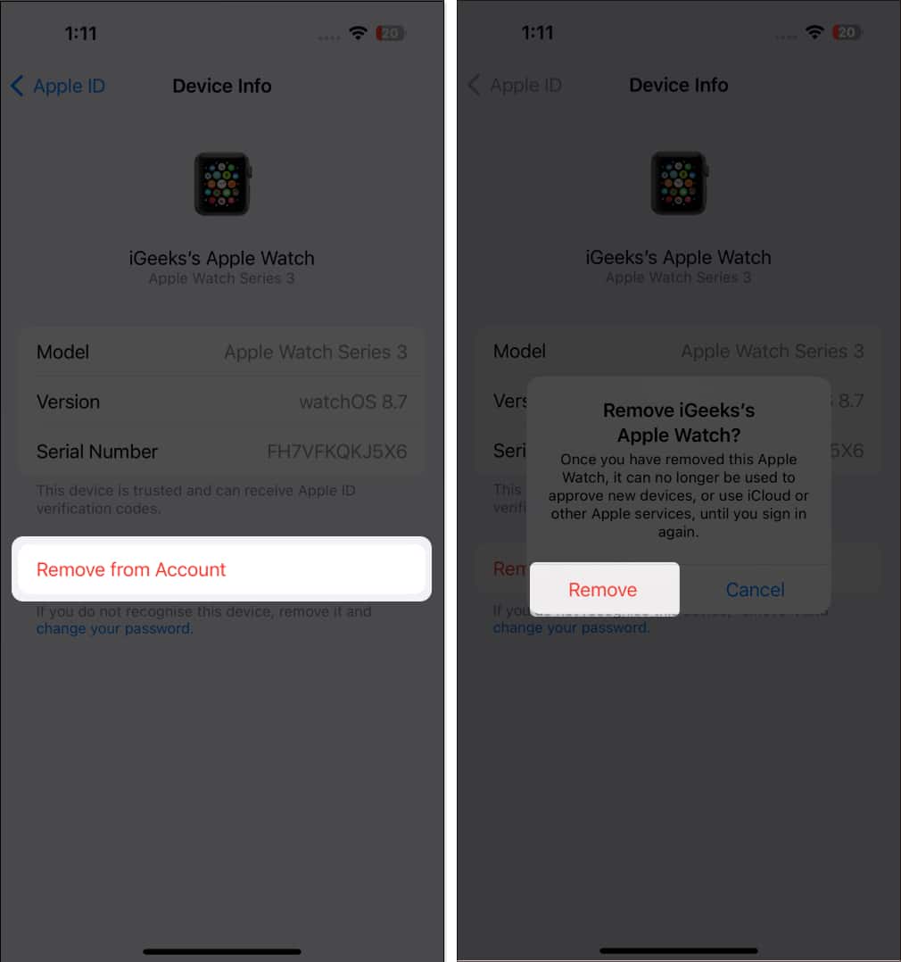 Delete a device using iPhone, iPad, and Apple Watch