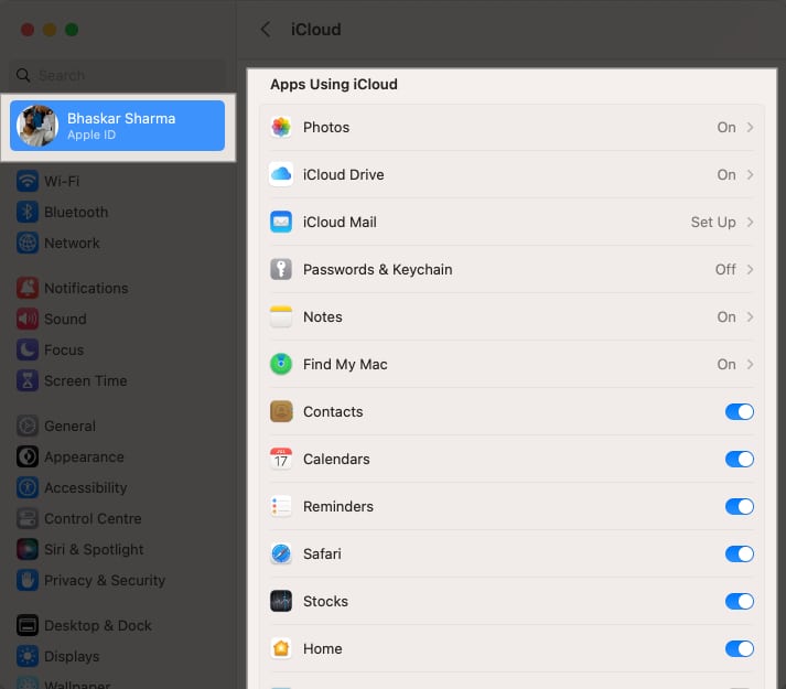 Enable all the apps you want to sync to iCloud beneath Apps Using iCloud