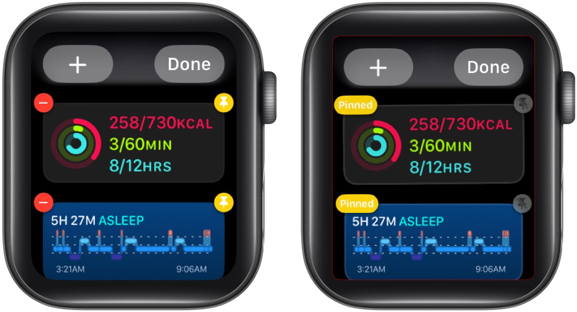 Long press the widget to pin t in apple watch